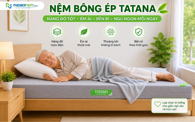 Nệm bông ép có độ cứng nhất định, phù hợp cho người đau lưng nhẹ