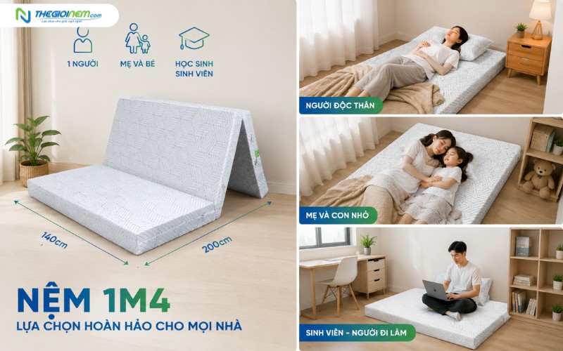 Tại sao kích thước nệm 1m4 được nhiều gia đình lựa chọn?