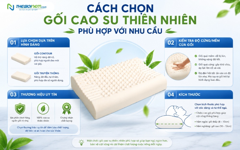Cách chọn gối cao su thiên nhiên phù hợp với nhu cầu