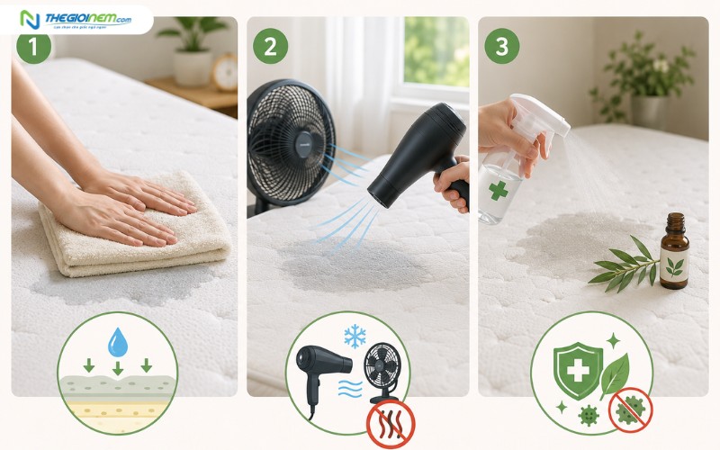 Bí quyết xử lý khi nệm lỡ bị ẩm nhẹ
