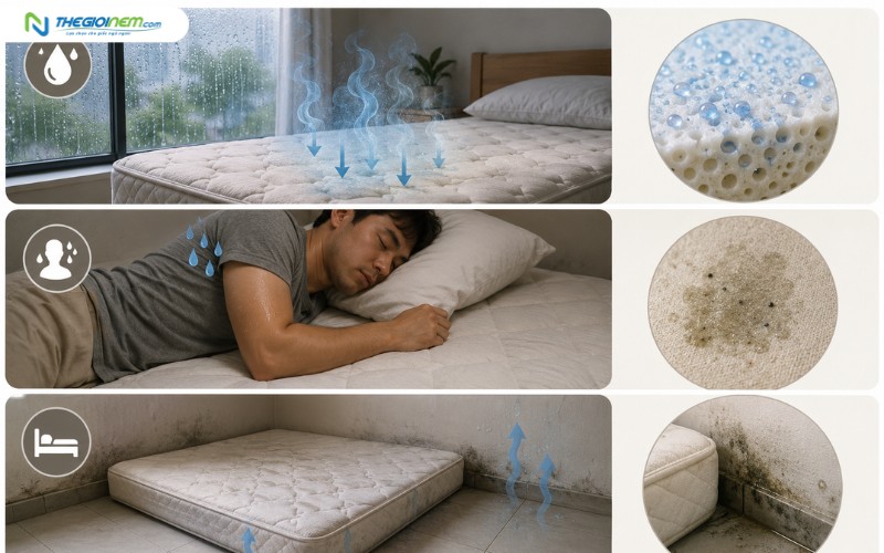Các nguyên nhân phổ biến khiến nệm bị ẩm mà bạn không ngờ tới
