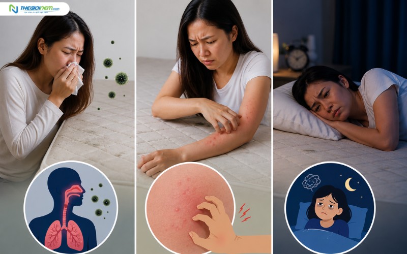 Tác hại nguy hiểm khi nằm trên nệm bị mốc