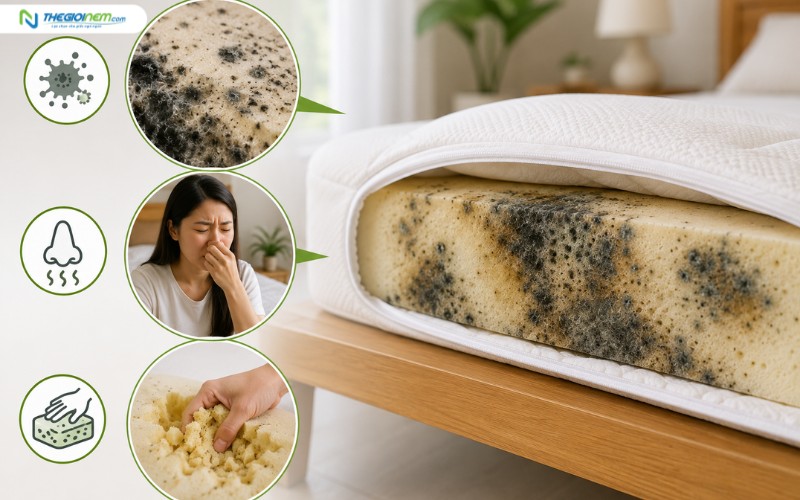 Dấu hiệu nhận biết nệm foam đã bị mốc nặng và cần thay thế