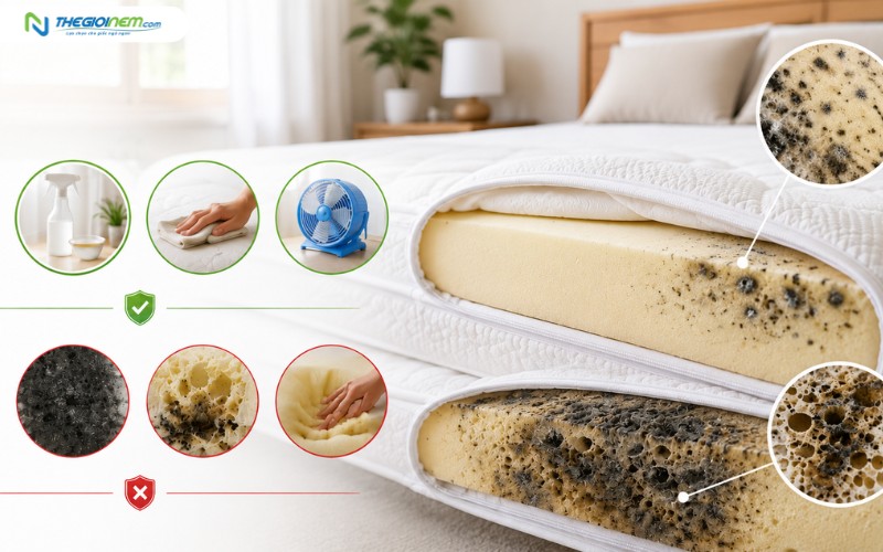 Nệm foam bị mốc có khắc phục được không?