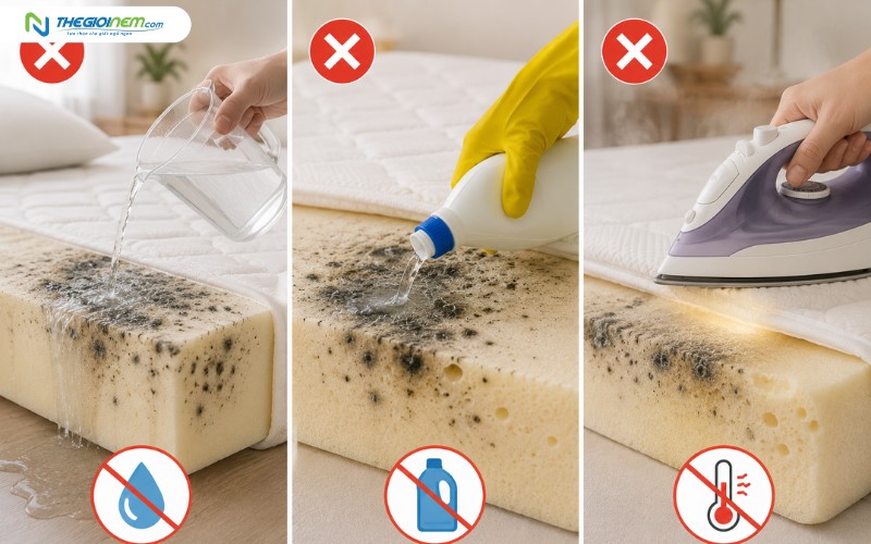 Những sai lầm phổ biến khi xử lý mốc trên nệm foam