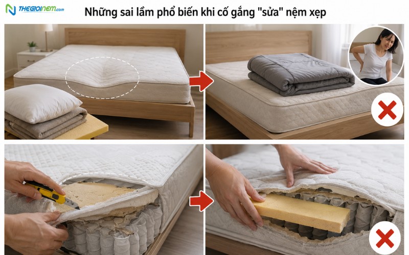 Những sai lầm phổ biến khi cố gắng &amp;quot;sửa&amp;quot; nệm xẹp