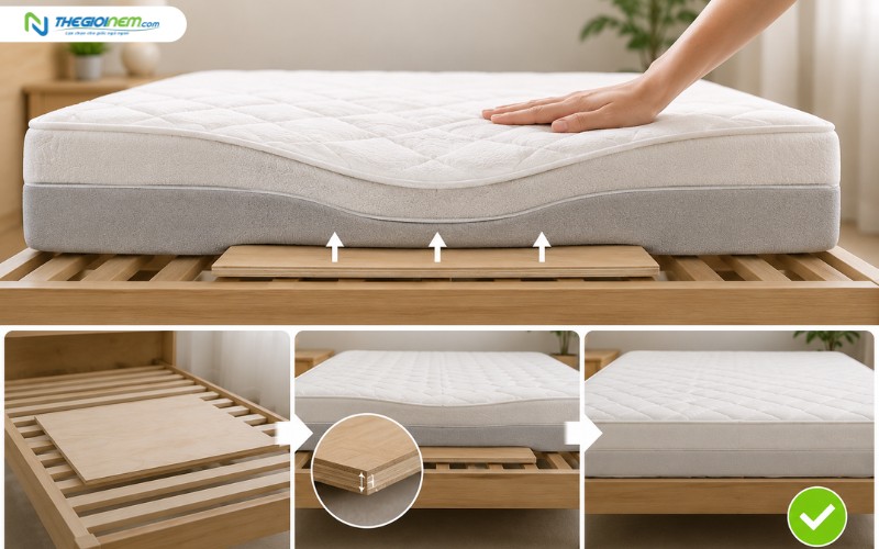 Giải pháp thay thế tạm thời bằng ván ép/gỗ phẳng