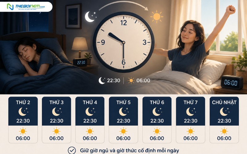 Giữ giờ ngủ và giờ thức cố định mỗi ngày