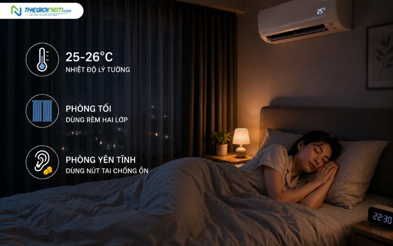 Giữ phòng ngủ mát, tối và yên tĩnh