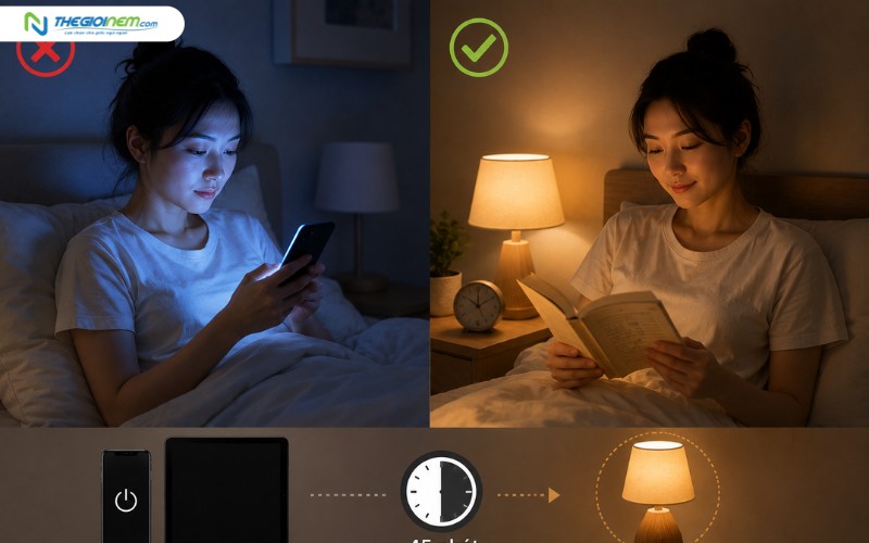 Hạn chế điện thoại và ánh sáng mạnh trước khi ngủ