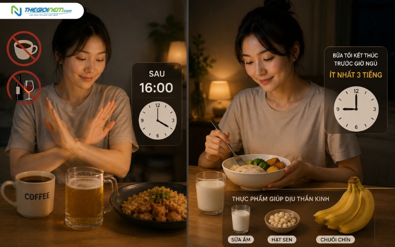 Tránh ăn quá no, uống cà phê hoặc rượu bia buổi tối