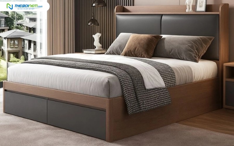 Giường gỗ thông minh bọc nệm Tatana MDF027
