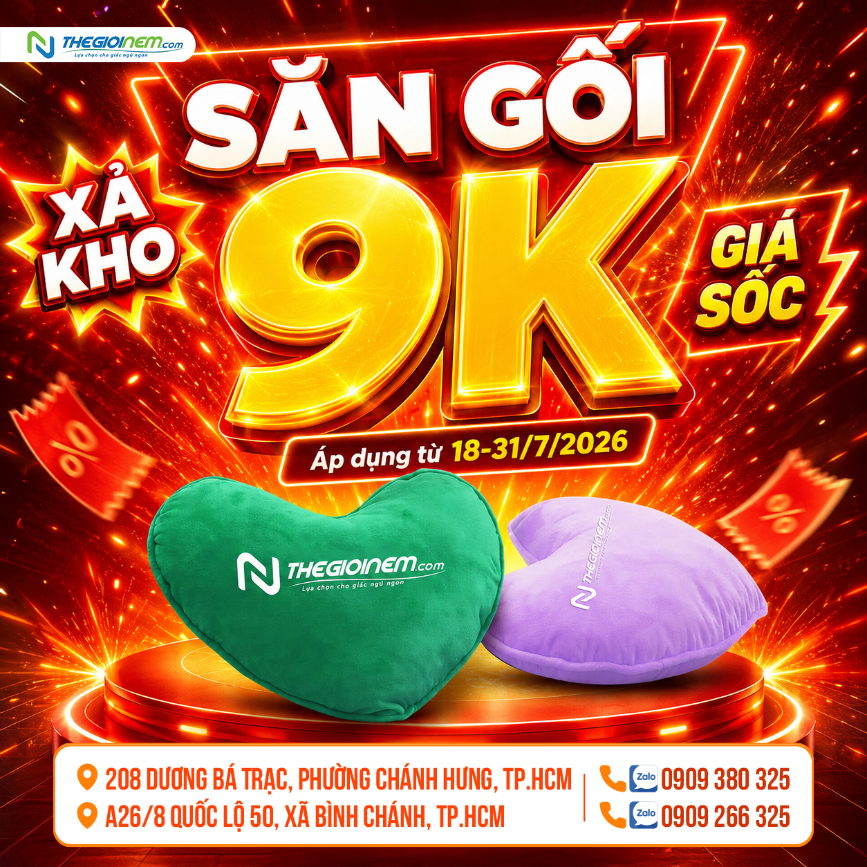 check in gối 9k