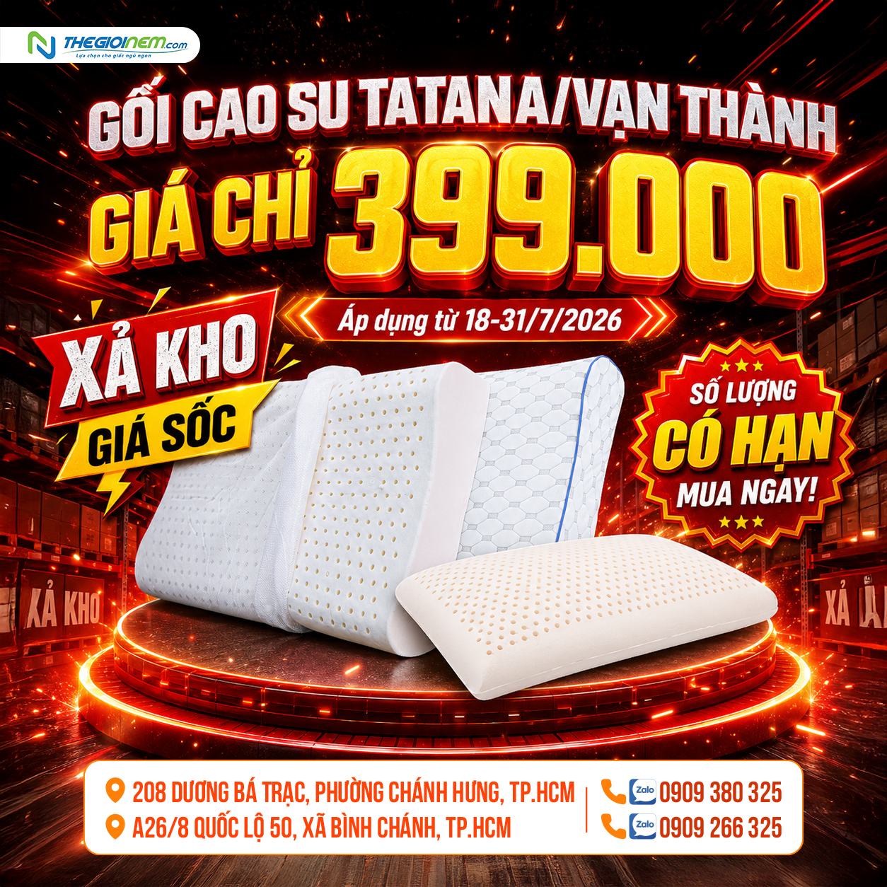 gối cao su 399k