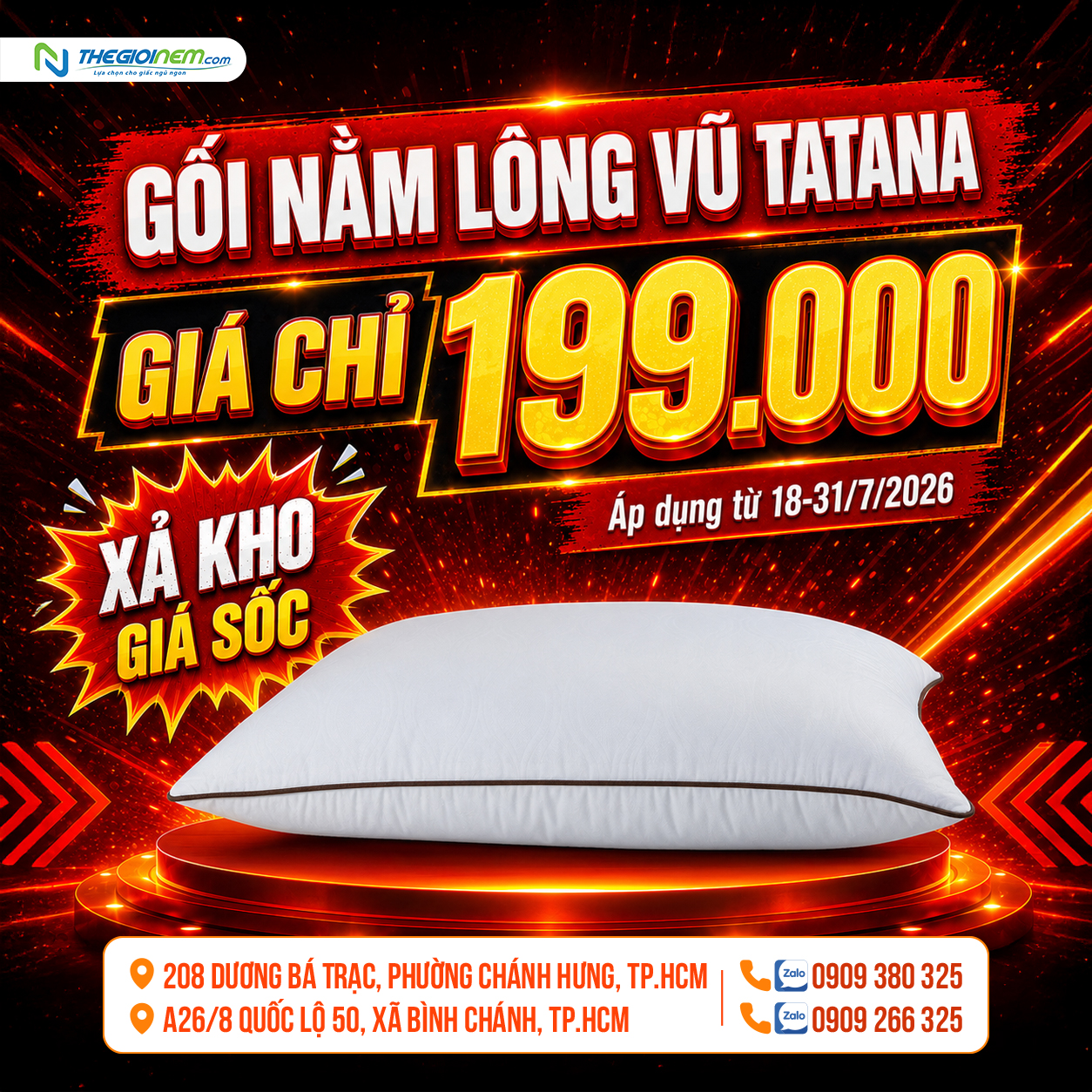 gối lông vũ 199k