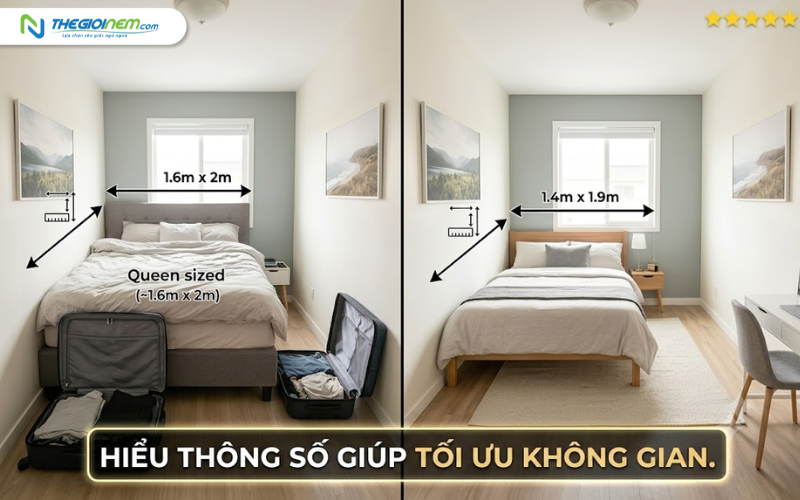 Đo kích thước phòng trước khi đặt giường