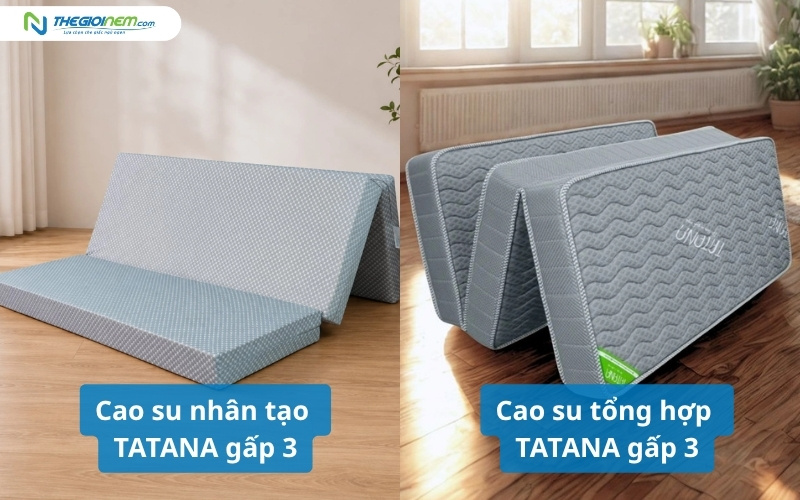 Nệm cao su TATANA gấp 3 với 2 loại