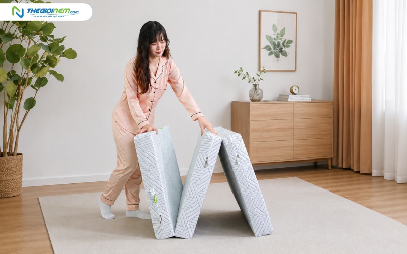 Thiết kế nệm gấp 3 phù hợp nhiều không gian