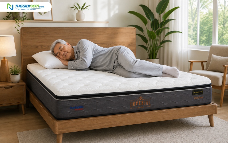 Nệm lò xo túi độc lập Imperial không quá mềm, hỗ trợ tốt