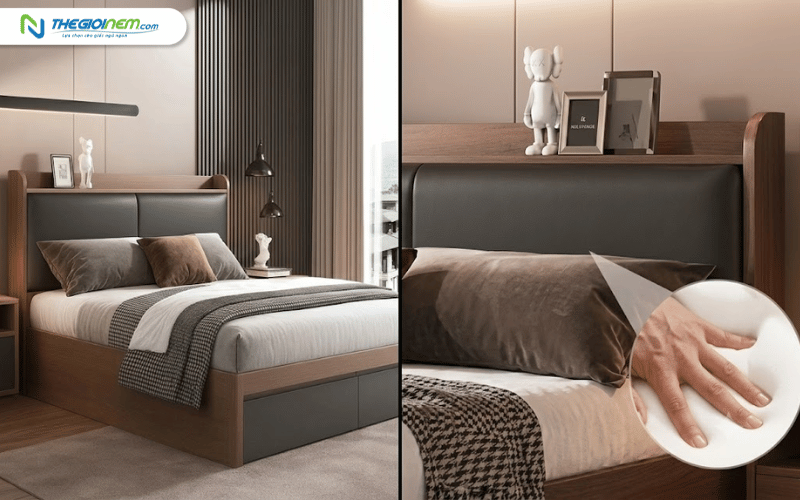 Giường gỗ thông minh bọc nệm Tatana MDF027