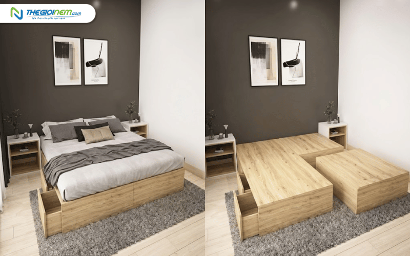 Giường ngủ gỗ khối hộp Tatana MDF057