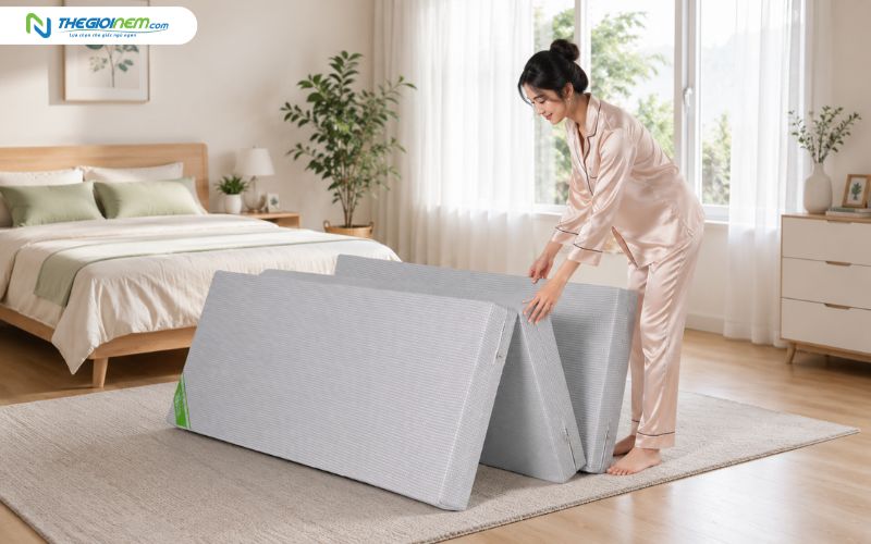 Nệm bông ép gấp 3 Eco Cool TATANA có độ cứng vừa phải