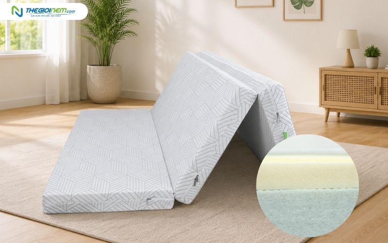 Nệm cao su bông TATANA gấp 3 linh hoạt sử dụng