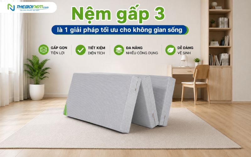 Nệm gấp 3 là 1 giải pháp tối ưu cho không gian sống