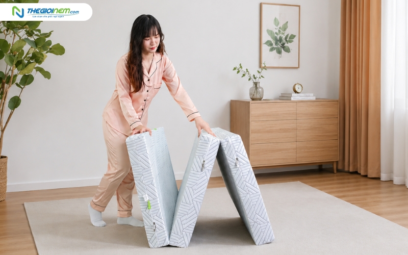 Nệm gấp gọn với thiết kế 3 mảnh