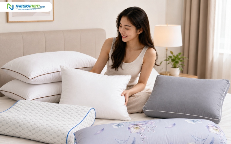 Có nhiều loại gối, cần lựa chọn gối phù hợp nhu cầu