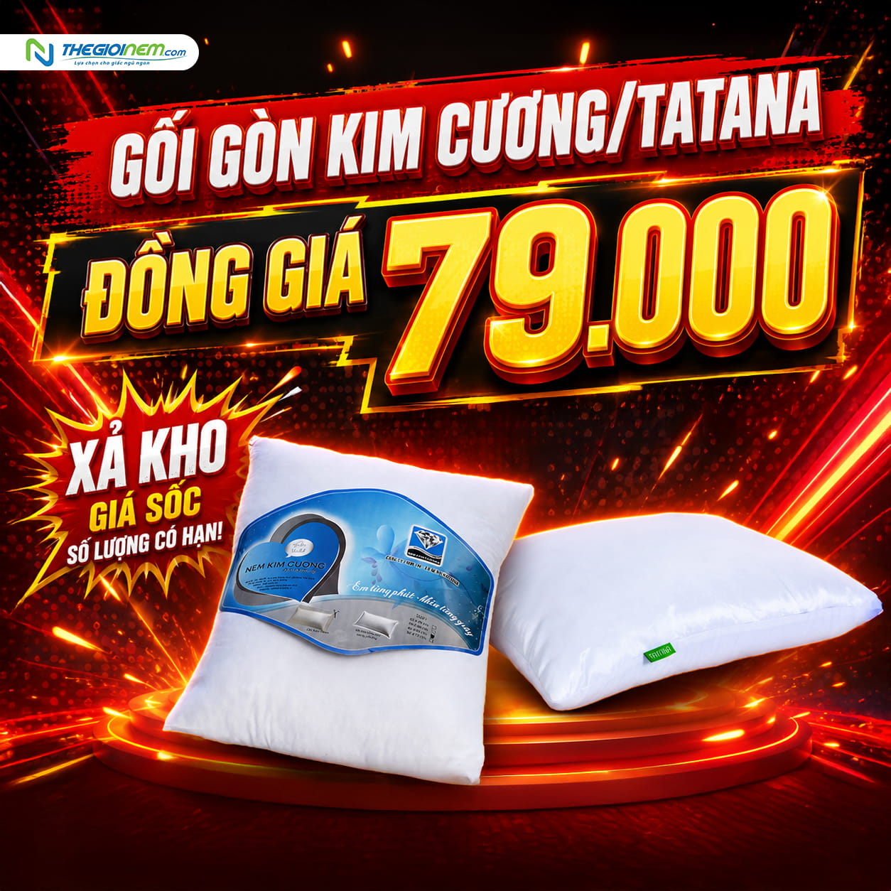 Gối gòn Vạn Thành, Kim Cương, Tatana ĐỒNG GIÁ 79K