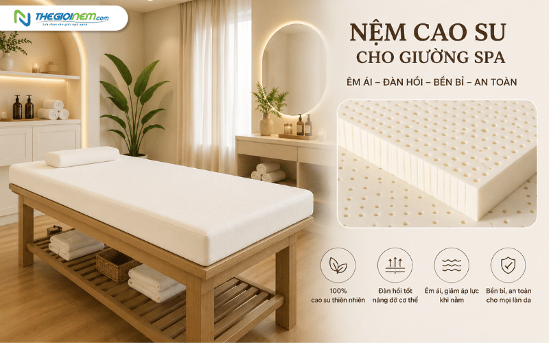 Nệm cao su cho giường spa