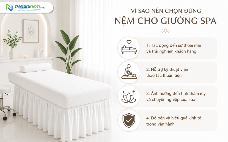 Vì sao nên chọn đúng nệm cho giường Spa