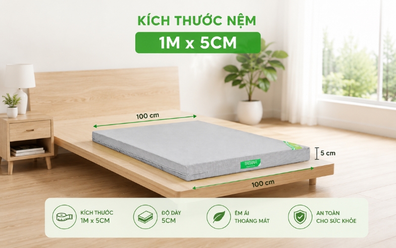Nệm bông ép thẳng 1m – nhỏ gọn cho một người