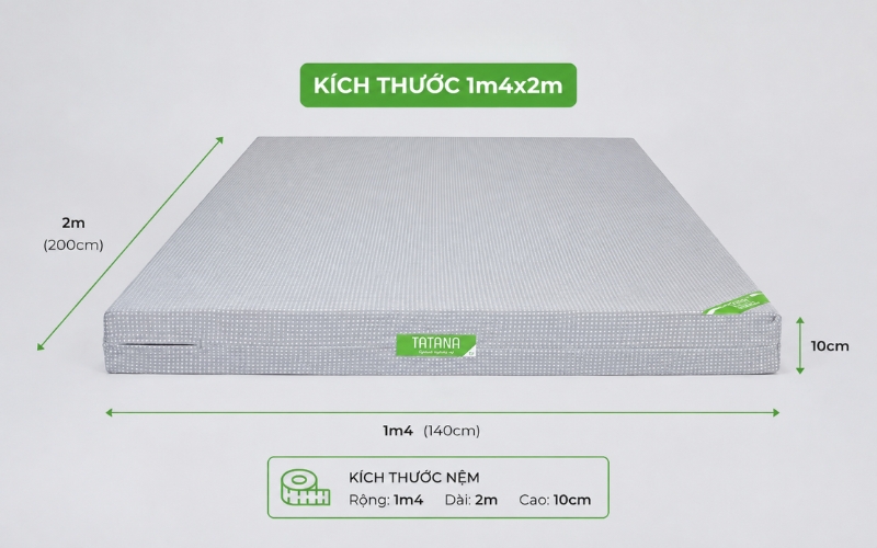 Nệm bông ép thẳng 1m4 – linh hoạt cho một đến hai người