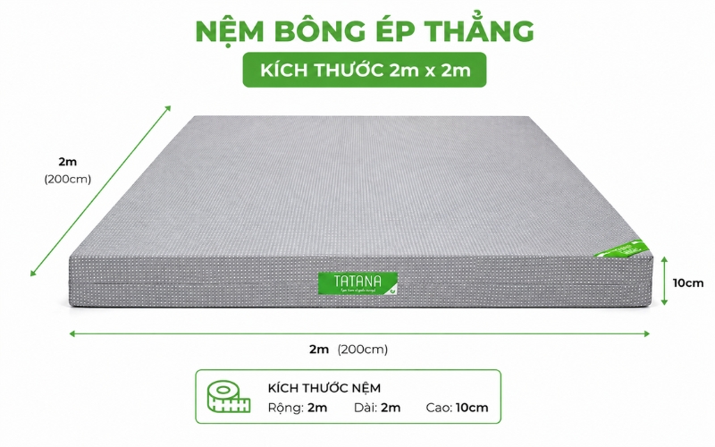 Nệm bông ép thẳng 2m – không gian ngủ cực rộng