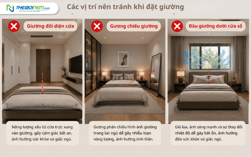 Những vị trí đại kỵ khi đặt giường ngủ theo phong thủy