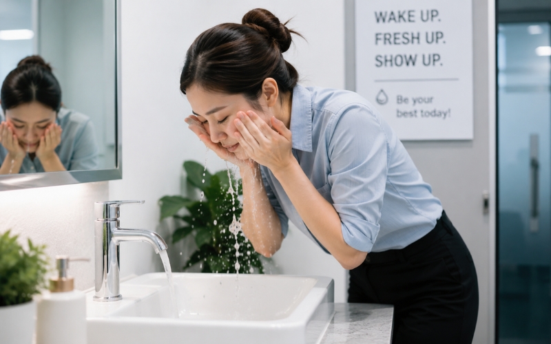 Rửa mặt để lấy lại sự tỉnh táo