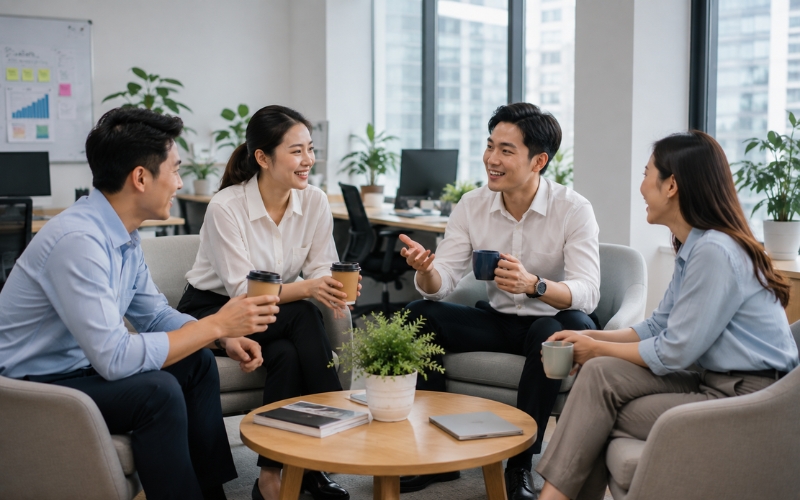 Trao đổi, nói chuyện cùng đồng nghiệp để tỉnh táo hơn