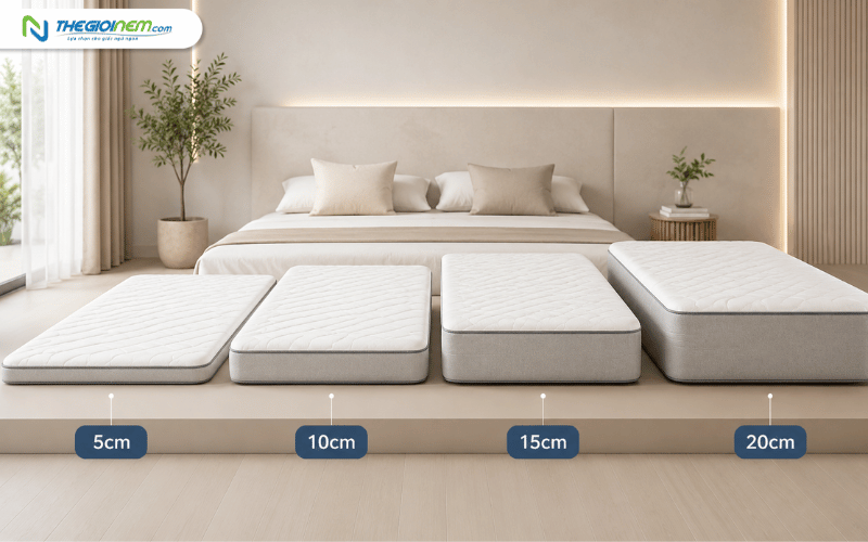 Nên mua nệm dày bao nhiêu 5cm 10cm 15cm hay 20cm