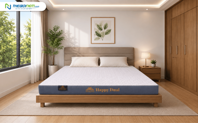 Nệm cao su thiên nhiên Kim Cương Happydual