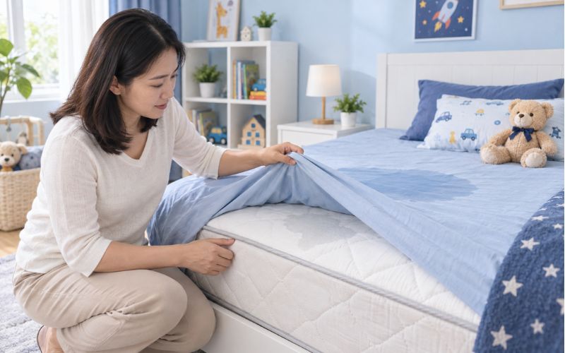 Nệm ướt do trẻ tè dầm