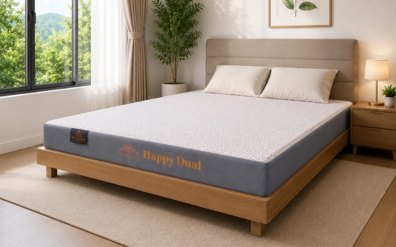 Đệm cao su cao cấp Kim Cương 2 mặt lỗ Happydual