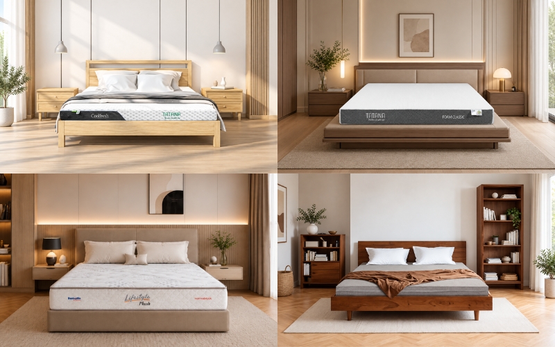 Các dòng nệm cao su, lò xo, foam, bông ép đều có kích thước 2m2