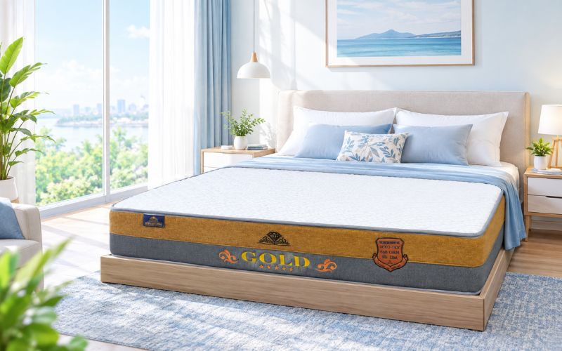 Nệm lò xo túi cao su Gold 2 Viền Kim Cương