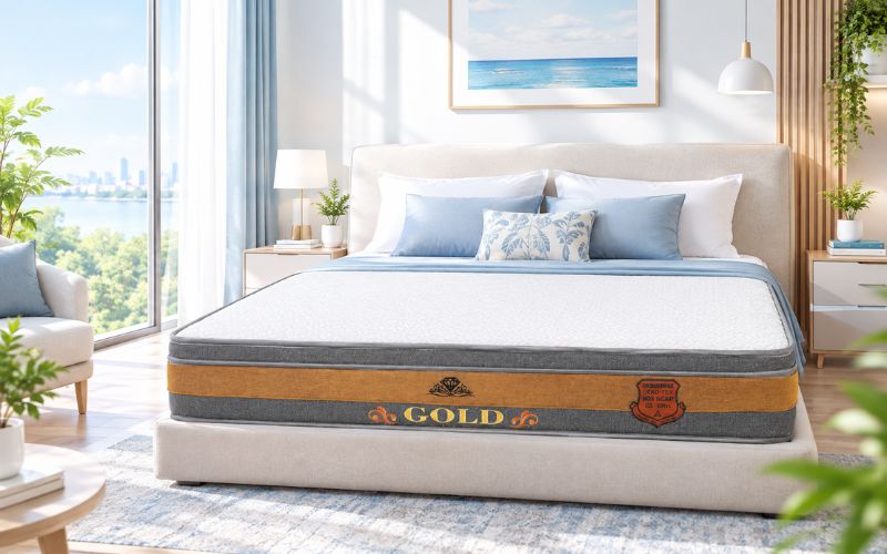 Nệm lò xo túi cao su Gold 3 Viền Kim Cương