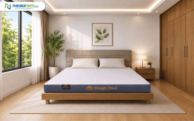 Nệm cao su Kim Cương 2 mặt lỗ Happydual
