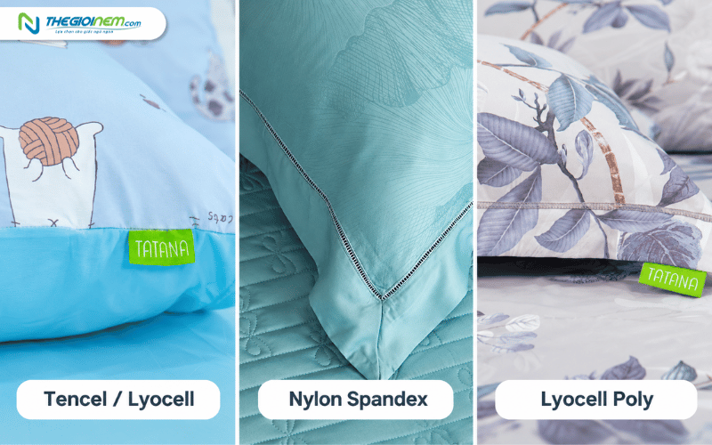 Các chất liệu chăn ga mát Tencel Lyocell Poly và Nylon Spandex