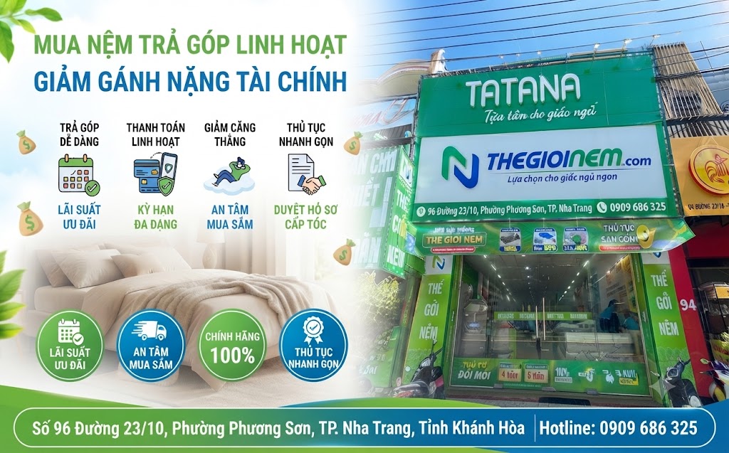 Mua nệm cao su trả góp tại Nha Trang giúp giảm áp lực thanh toán một lần