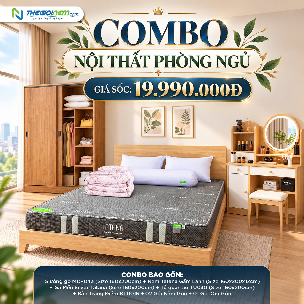 Combo nội thất phòng ngủ đầy đủ